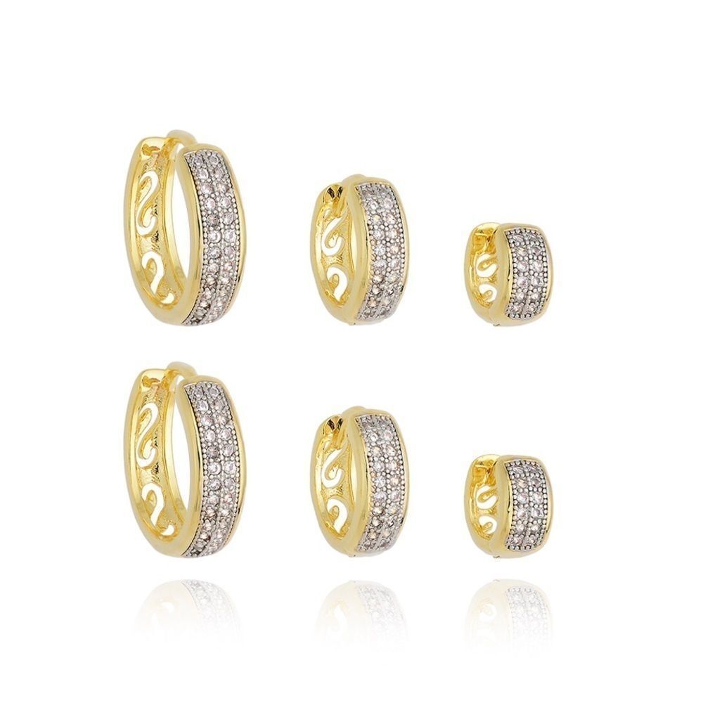 Earrings 18k Gold Plated Zirconia Nickel Free Earring Rings Size P, M & G